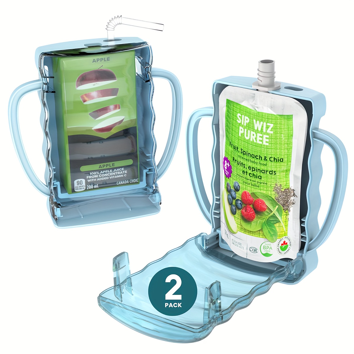 TEMU Flybok 2pcs Set/baby Products/baby Bag Stand, Non-squeezing Bag Stand, Food Bag And Stand - Anti-squeezing Yogurt Bag, Reusable. Essential For