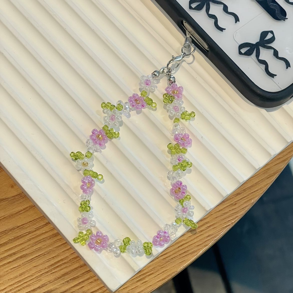 Image of 1pc - A Spring Flower String Phone Case Keychain, Perfect For Bags, As A Handbag Charm, Beautiful Accessory, And Anti-lost Phone Lanyard Bracelet Or Wrist Strap Ccd Phone Chain