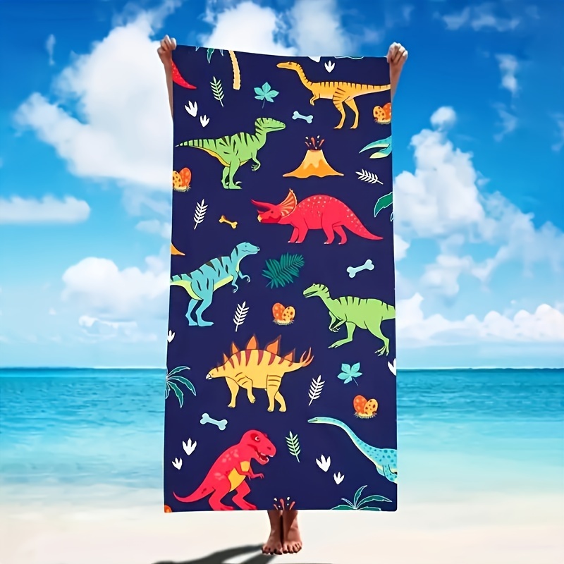 

1pc Quick-drying Microfiber Beach Towels With Cute Dinosaur Cartoon Patterns, Lightweight Beach Towels