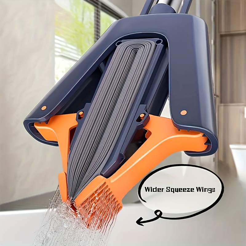 high absorbency dual fold sponge mop with hands free washing ideal for kitchen bathroom living room floors versatile dry wet use   plastic handle orange gray     message details 6