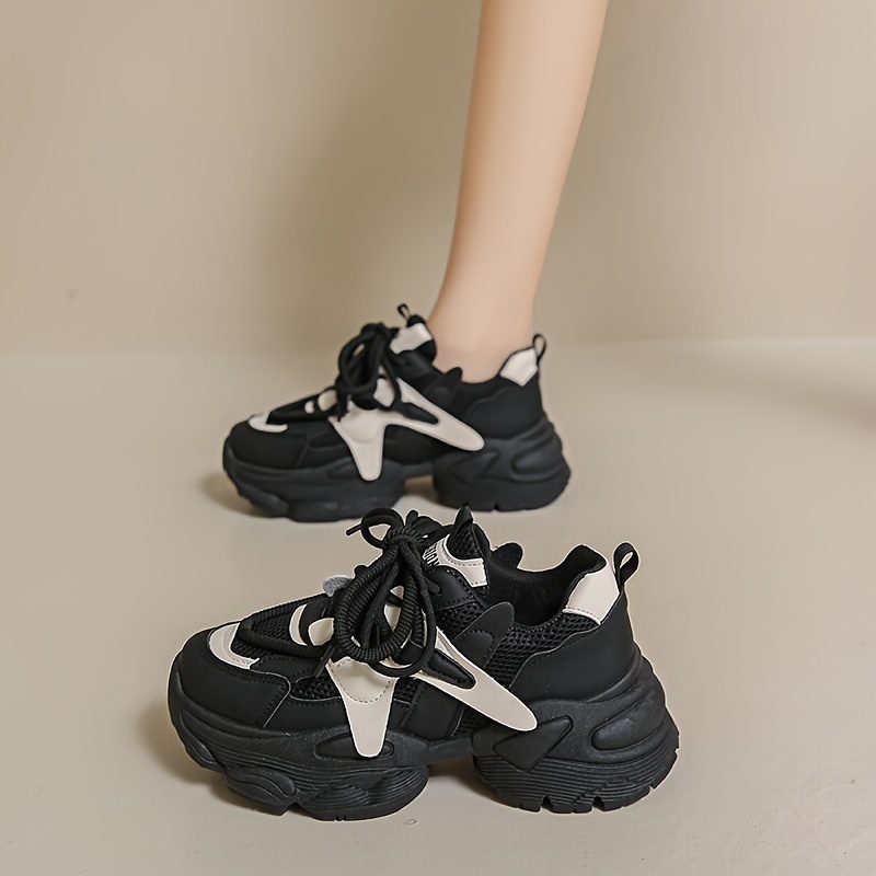 Breathable Trainers All Black Chunky Trainers Women' Chunky