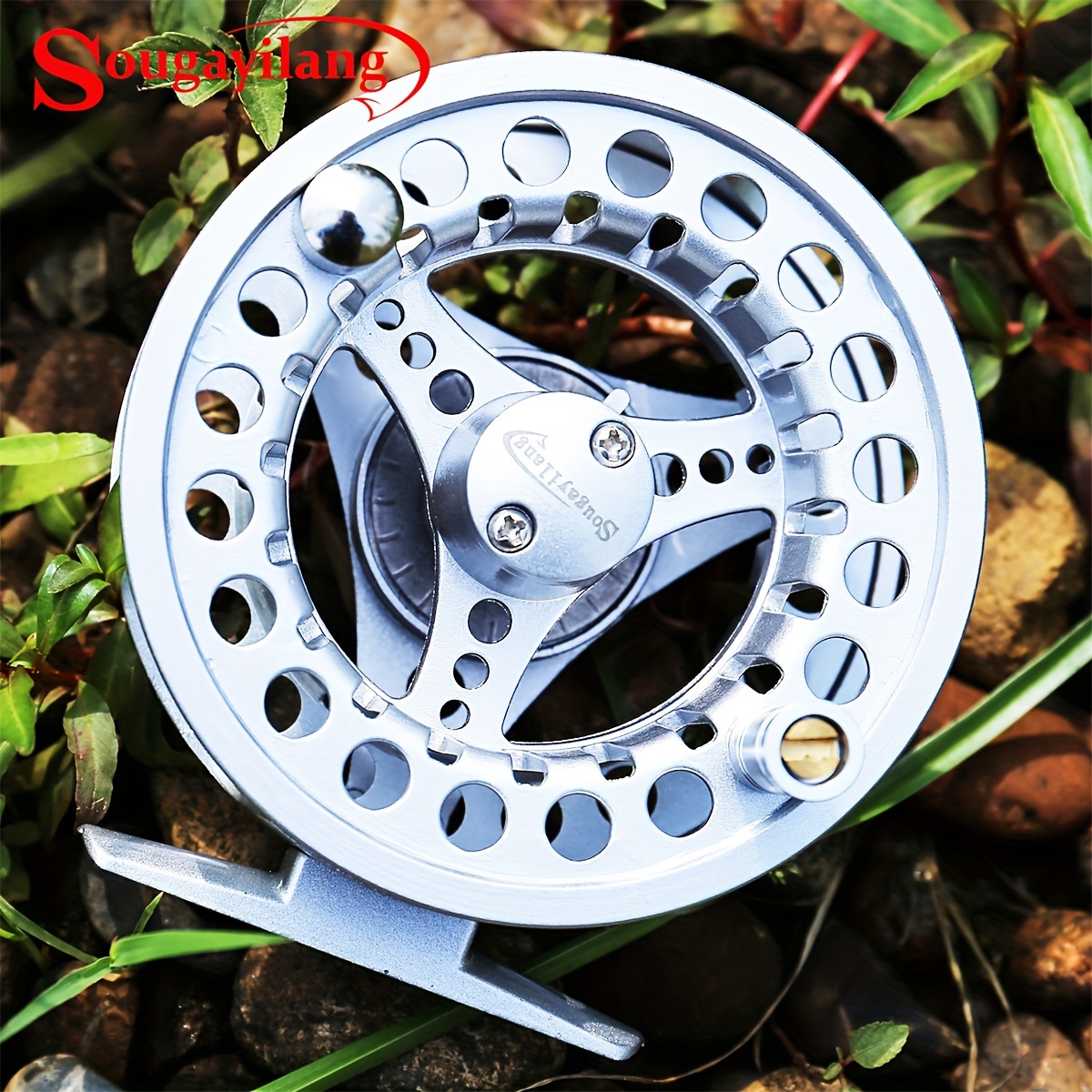Sougayilang 1pc Silvery Fishing Reel, 5/6wt Large Arbor Fly Reel, Stainless  Steel Drag System, Fishing Tackle For Freshwater