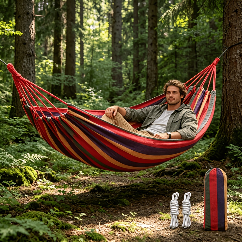 thickened wear resistant patio hammock outdoor hammock park hammock garden hammock suitable for outdoor patio leisure fishing and entertainment ideal for the patio hammock relieve the fatigue and tension when not Product details 1
