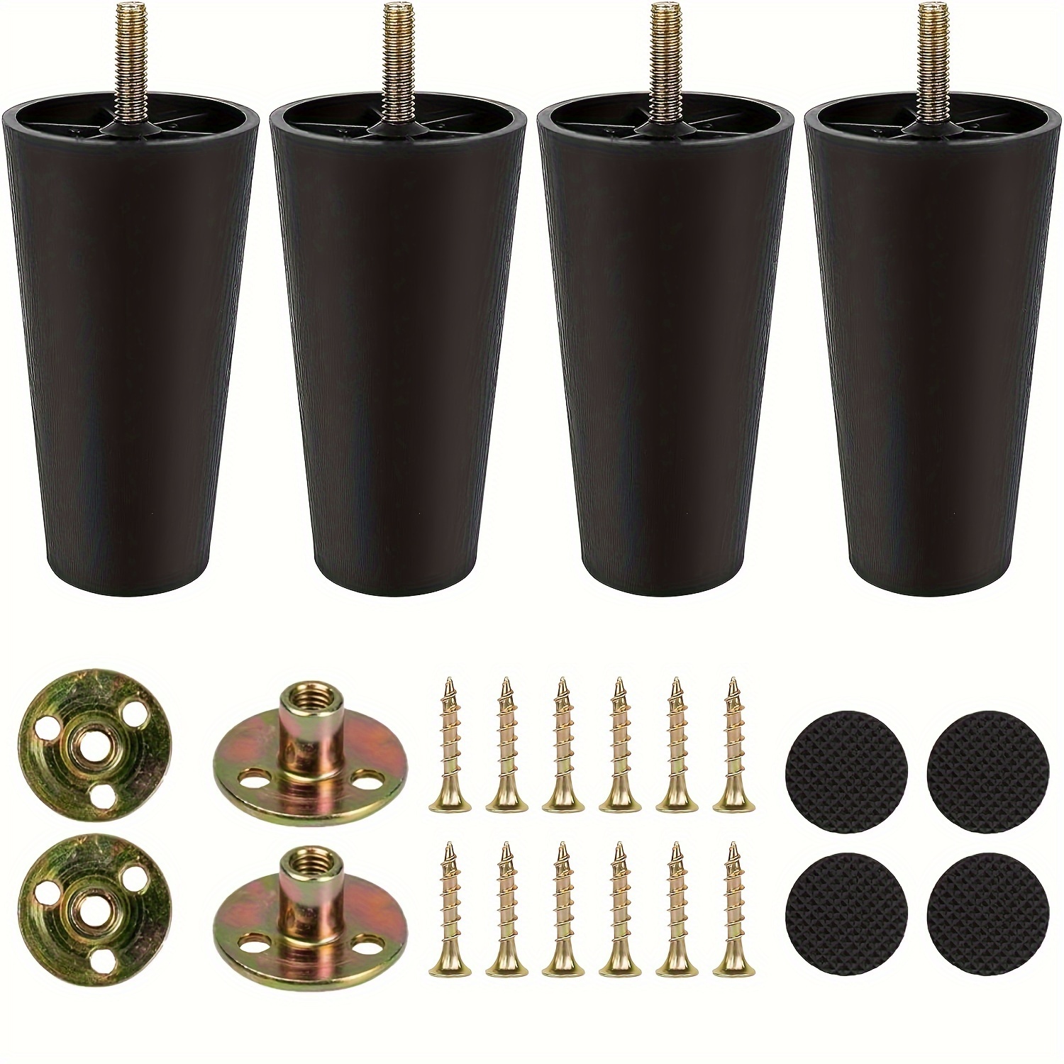 

4pcs 4.72" Tapered Plastic Sofa Legs With M8 Thread - Replacement Furniture Feet For Ikea & More