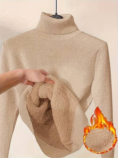 womens solid color turn collar fleece pullover sweater