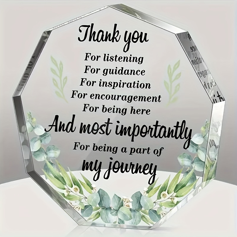 

2d Flat, Thank You Gift - Enneagon Clear Acrylic Decor, Coworkers, Friends, Teachers To Show Appreciation And Gratitude - Unique Keepsake For Inspiration & Memories