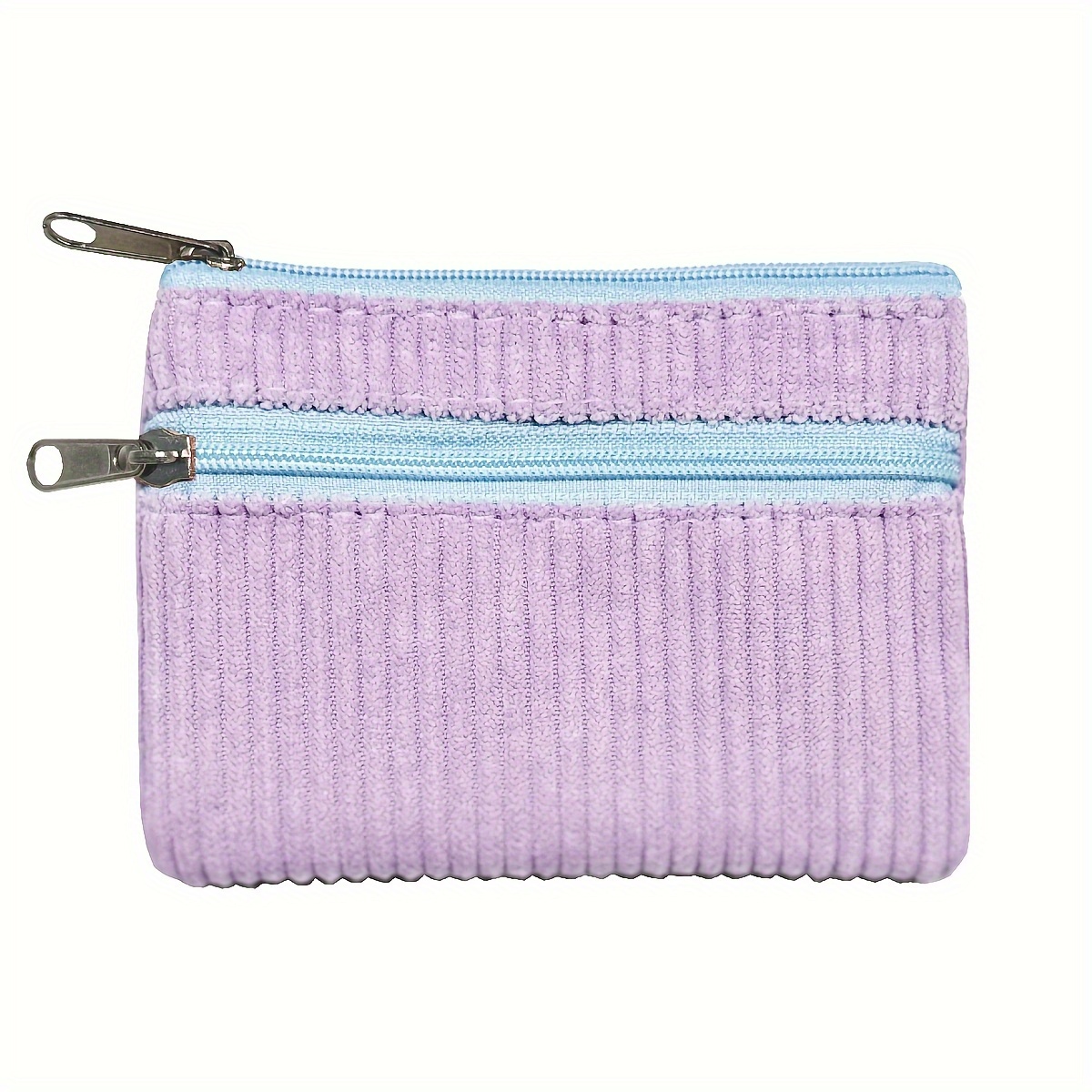Corduroy Coin Purse Key Pouch Portable Card Holder Compact Metal Zipper Head Single Pack