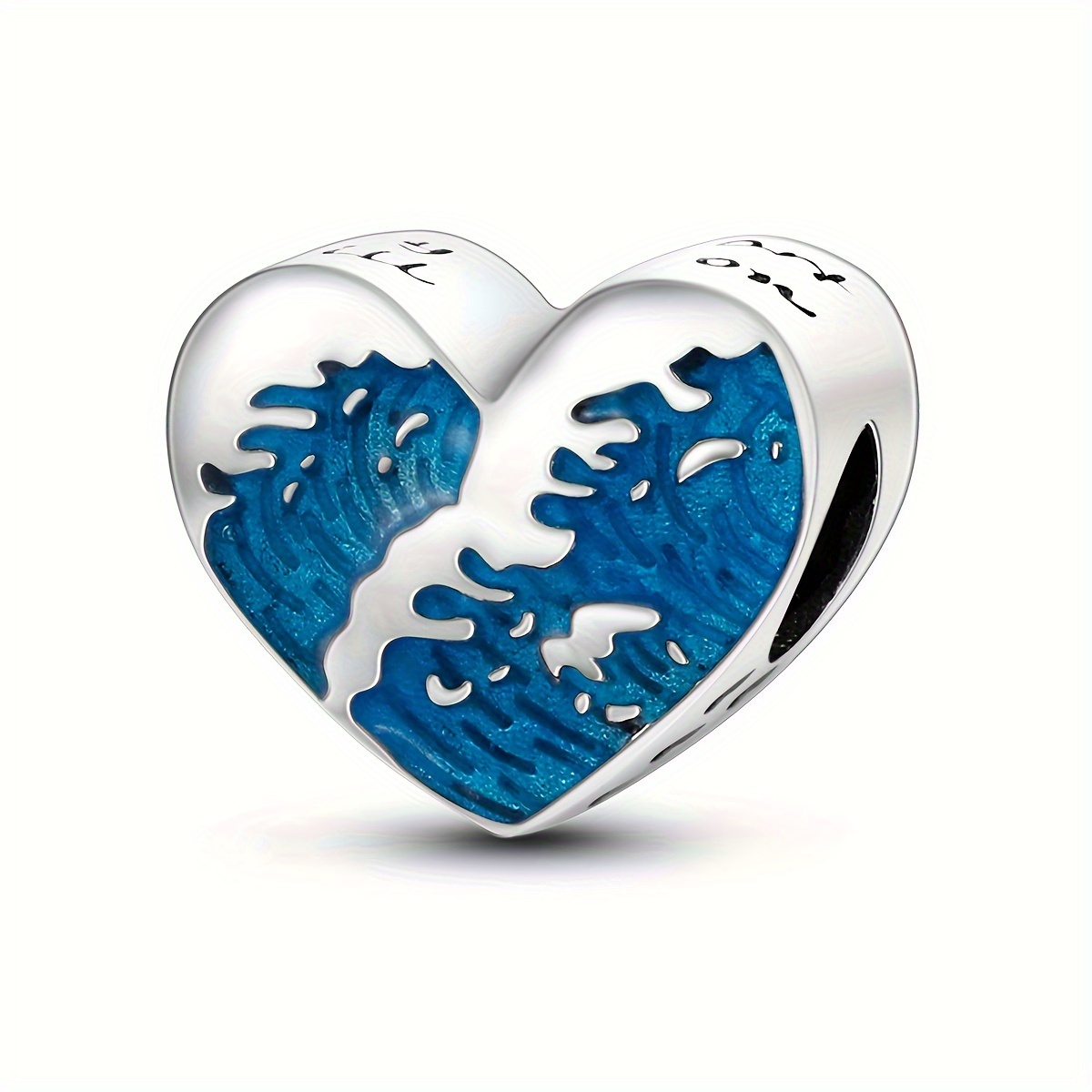 1pc 925 silver plated charm blue enamel wave Temu United Arab