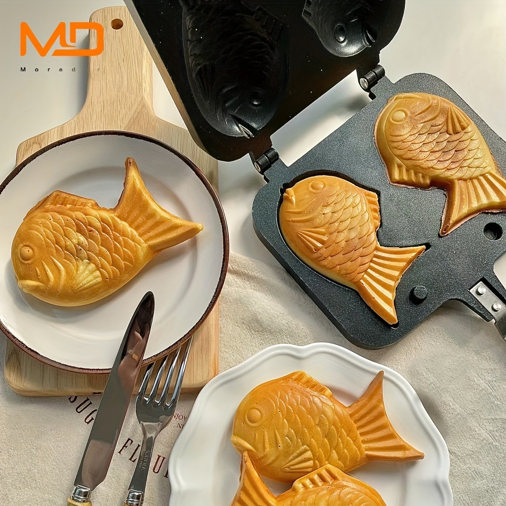 

1pc Moredor Fish-shaped Nonstick Aluminum Maker, Double-sided Baking Mold With Handle For , Metal Frying Pan, Moredor