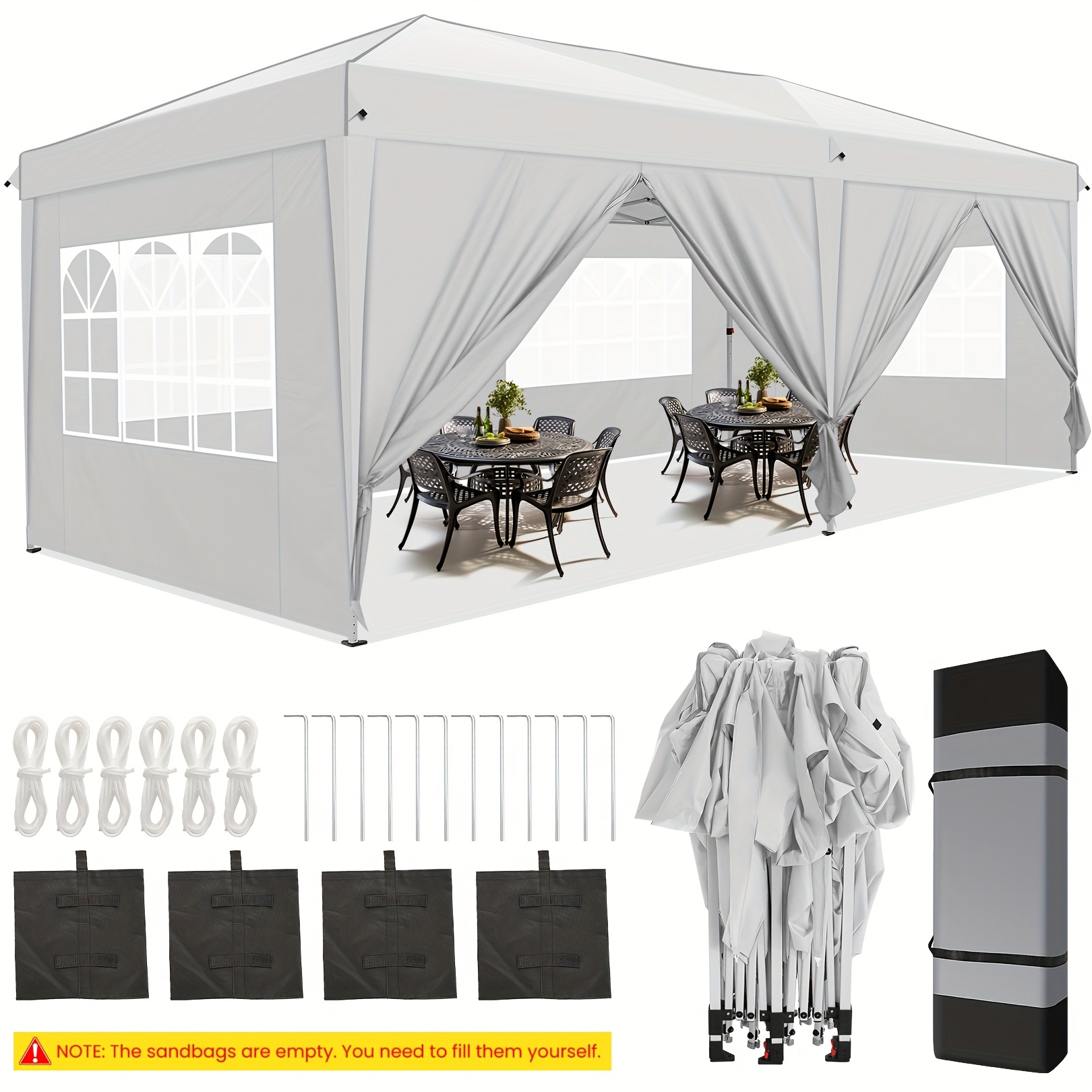 TEMU 3×6m Pop-up Canopy With 6 , Suitable For Festivals, Bbqs, Camping, Patio, Parties-image-17602245345423