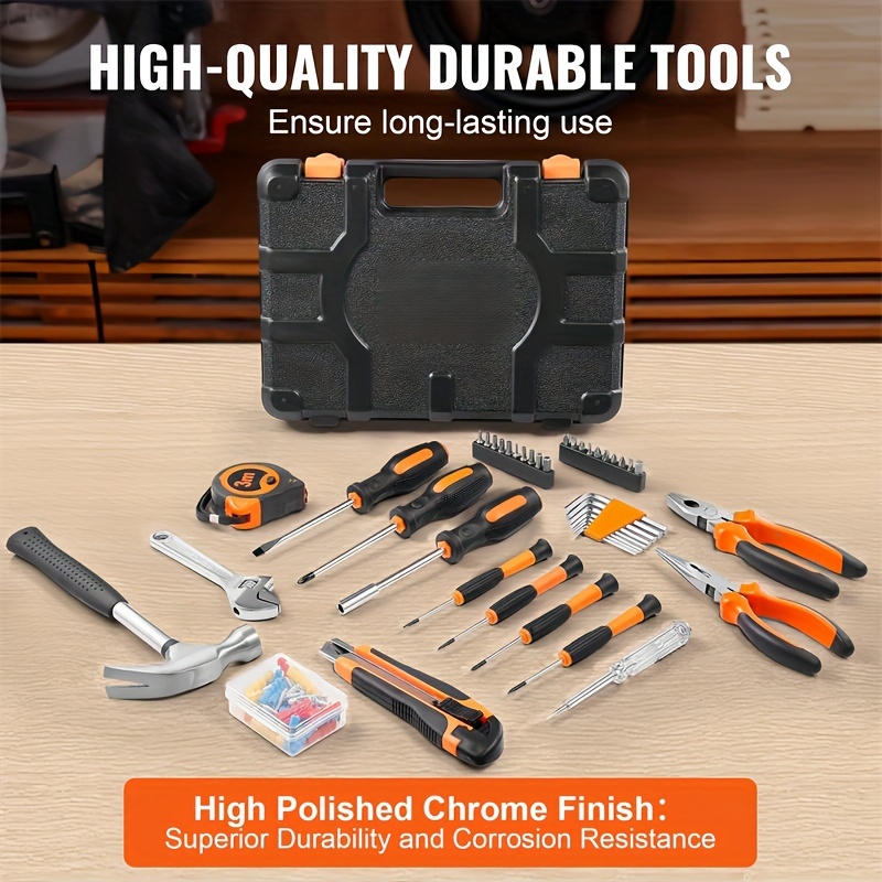 hi   43pcs home auto repair tool kit with portable case   carbon steel ideal for diy projects maintenance college dorm use details 0