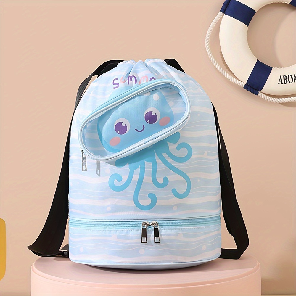 TEMU Cute Cartoon Swimming Bag For , Large Capacity Toiletry Bag, Dry And Wet Separation Backpack, Portable For Travel Holiday