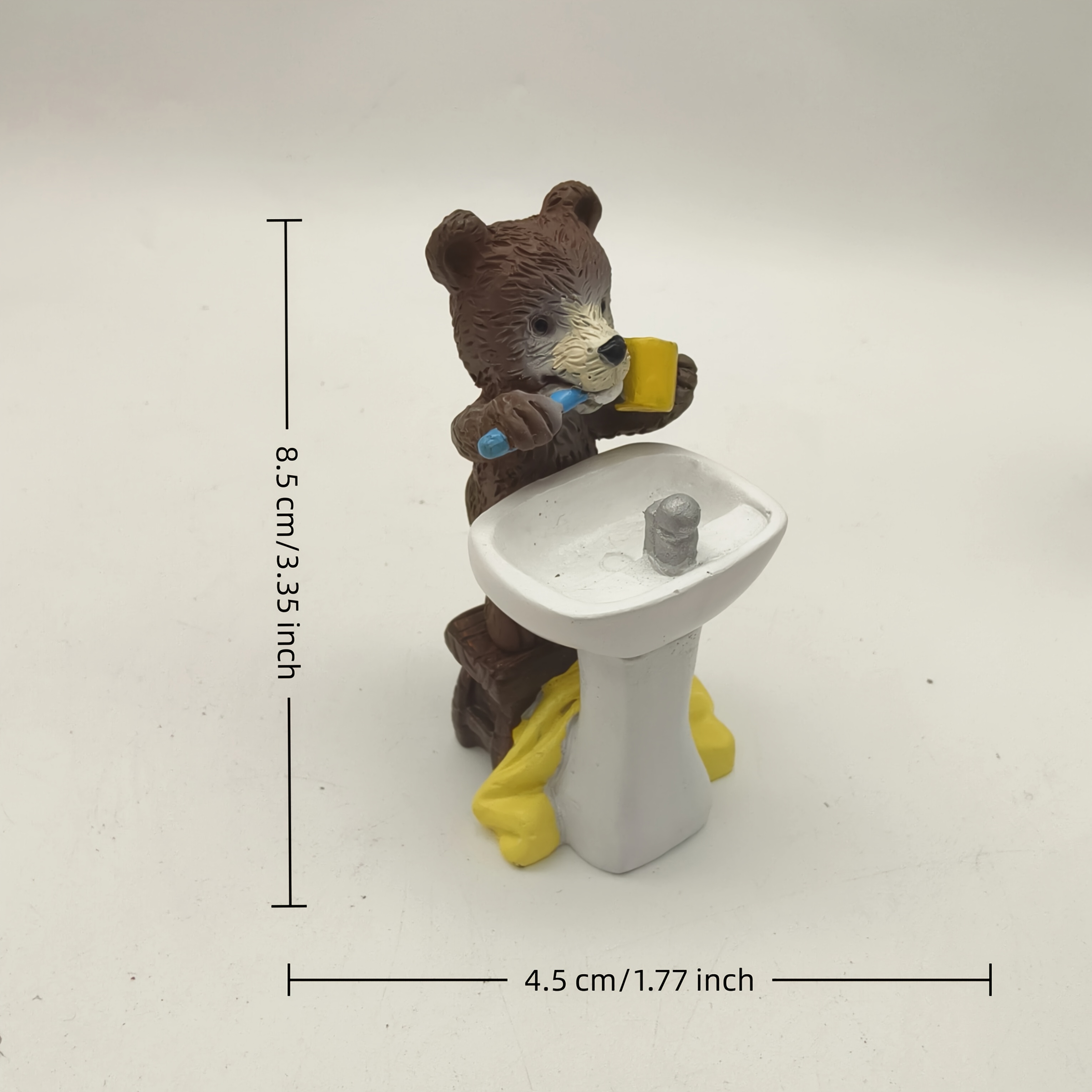 TEMU 1pc Bathroom Bear Brushing Teeth Resin Statue, Fun Cartoon Animal Ornament, Bedroom Headboard Decoration, Outdoor Miniature Landscape, Desktop