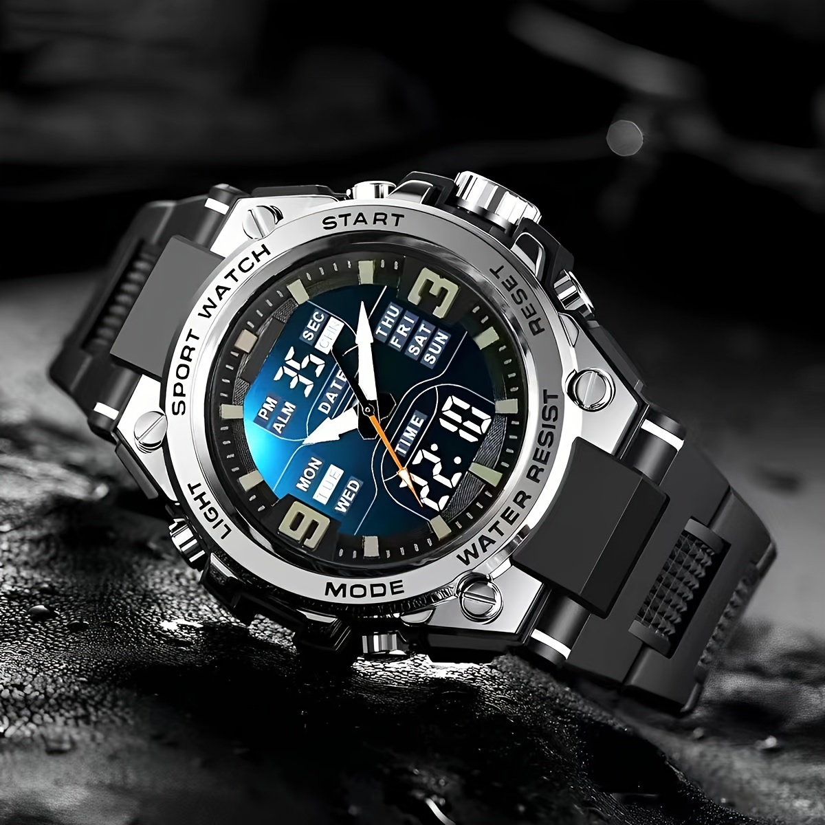 fashion unisex digital sports watch and shockproof pvc band alloy case non rechargeable button battery Product details 0