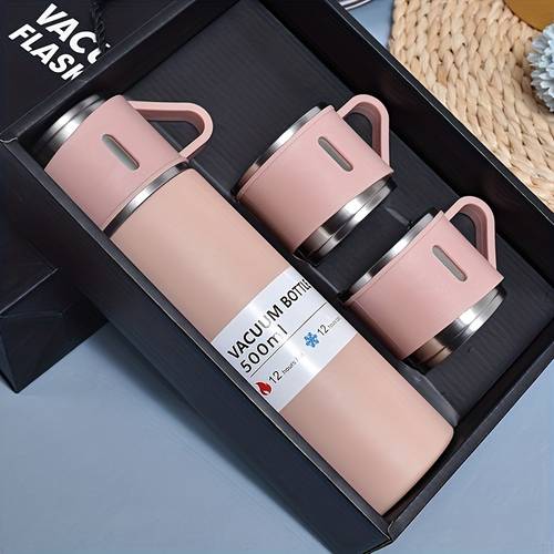 stainless steel vacuum set insulated thermal mug 500ml 16 9oz drinks hot or cold with bonus cup for office supplies