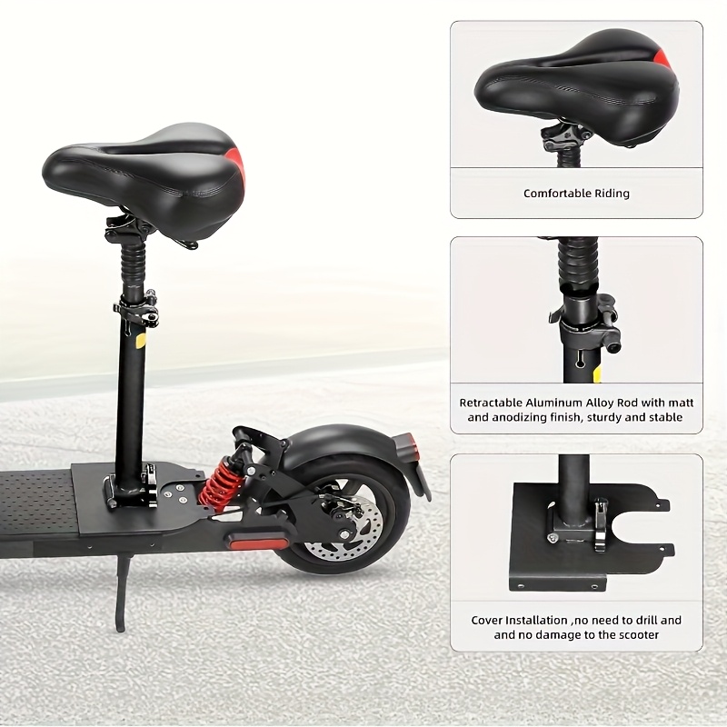 Adjustable Electric Scooter Seat for Adults Shock-Absorbing Cushioned  Seat with Aluminum Frame, Height Adjustment Secure Clamp Mount  Ergonomic B