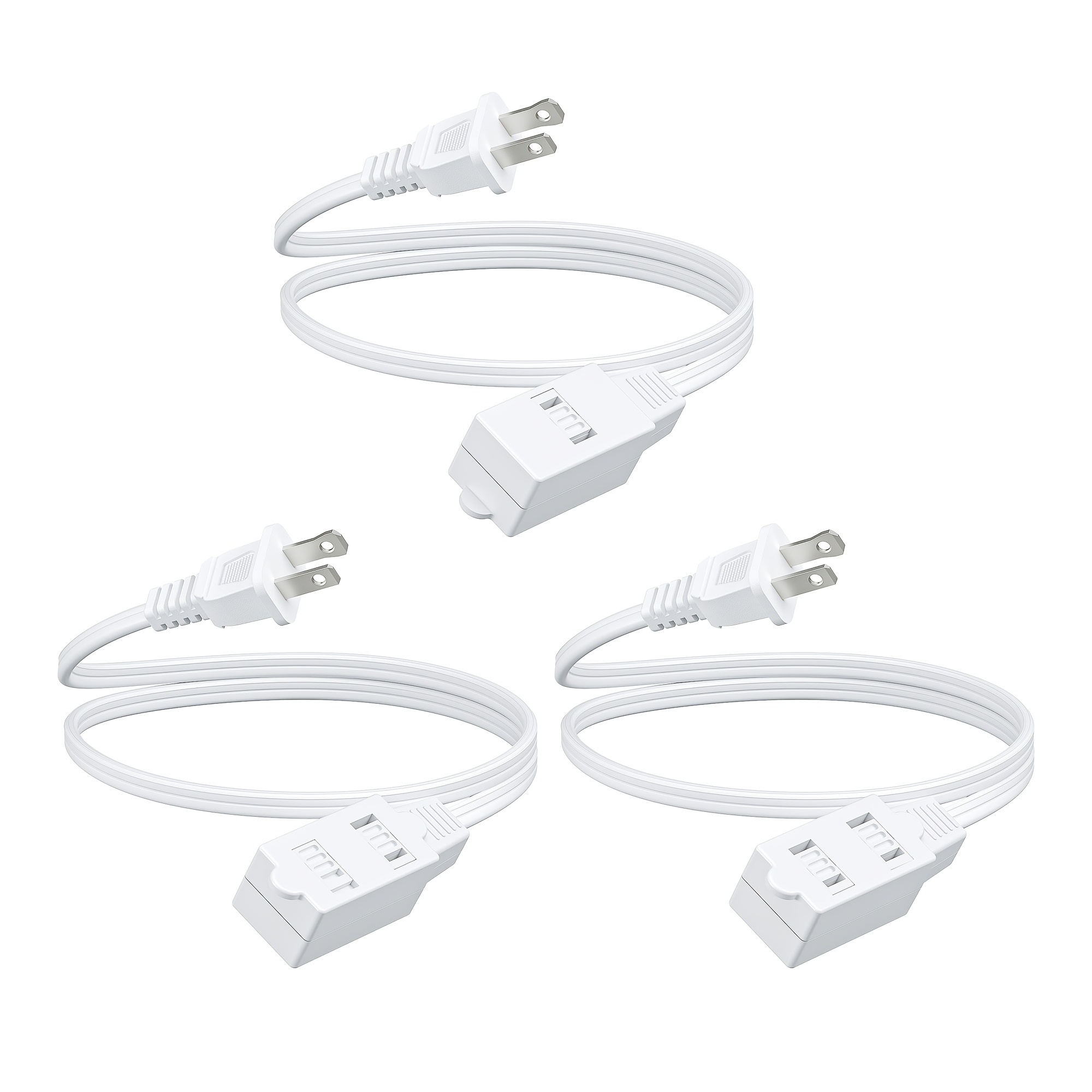 TEMU Dewenwils 3pcs 3ft Indoor Extension Cord, 16 Awg Spt- Cable, 2 Prong Outlets Plugs, 5-15p To 5-15r-hicw03c
