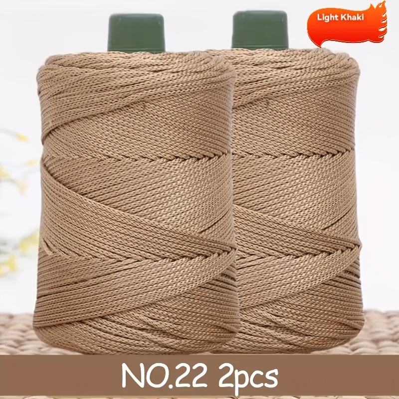 2pcs 3mm Hollow Crochet Yarn, Shiny Polyester Thread (total Weight 540g) | Breathable Cord Yarn For Diy Crochet Bags, Hats, And Cushion Decorations