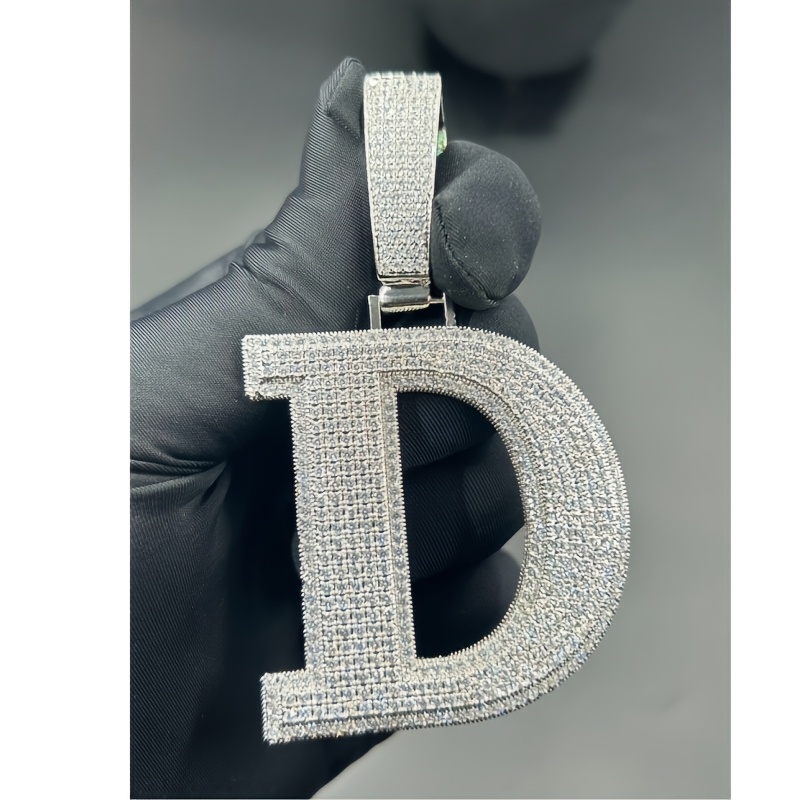 TEMU 1 Collier avec Pendentif Carré Surdimensionné de Lettre, Style Hip-hop Rap, Accessoire Tendance pour un Usage , Inclut une Chaîne en Corde