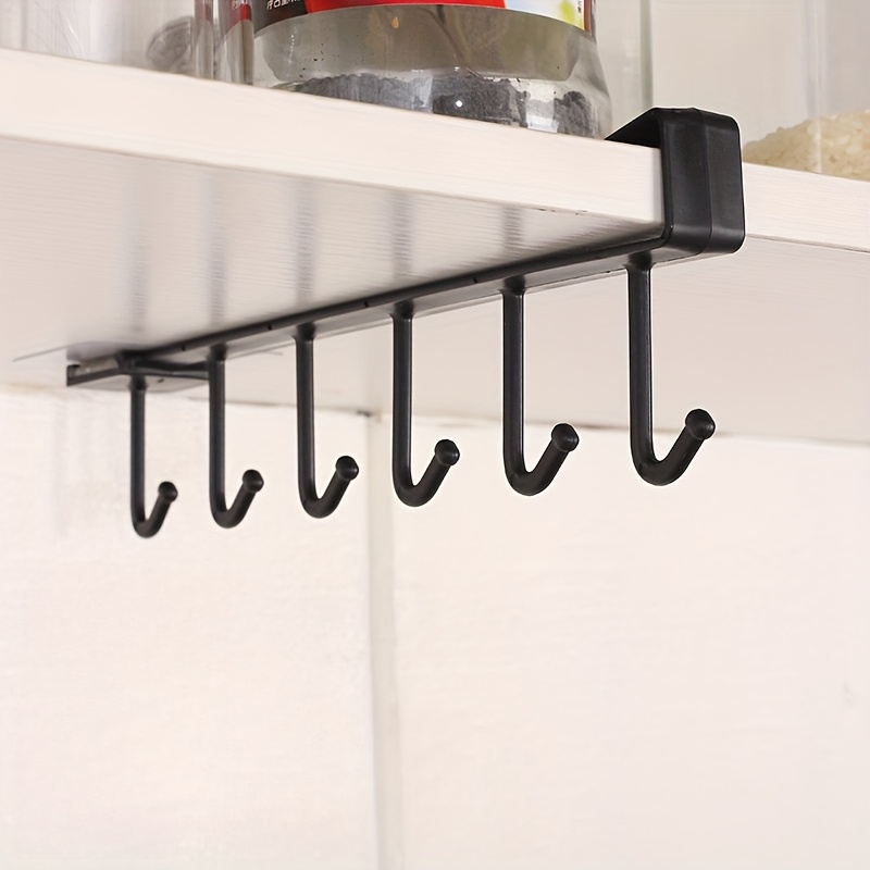 Versatile 6-hook Kitchen Organizer - Iron Storage Rack For Cups, Mugs & Clothes In Kitchen And Dining Area