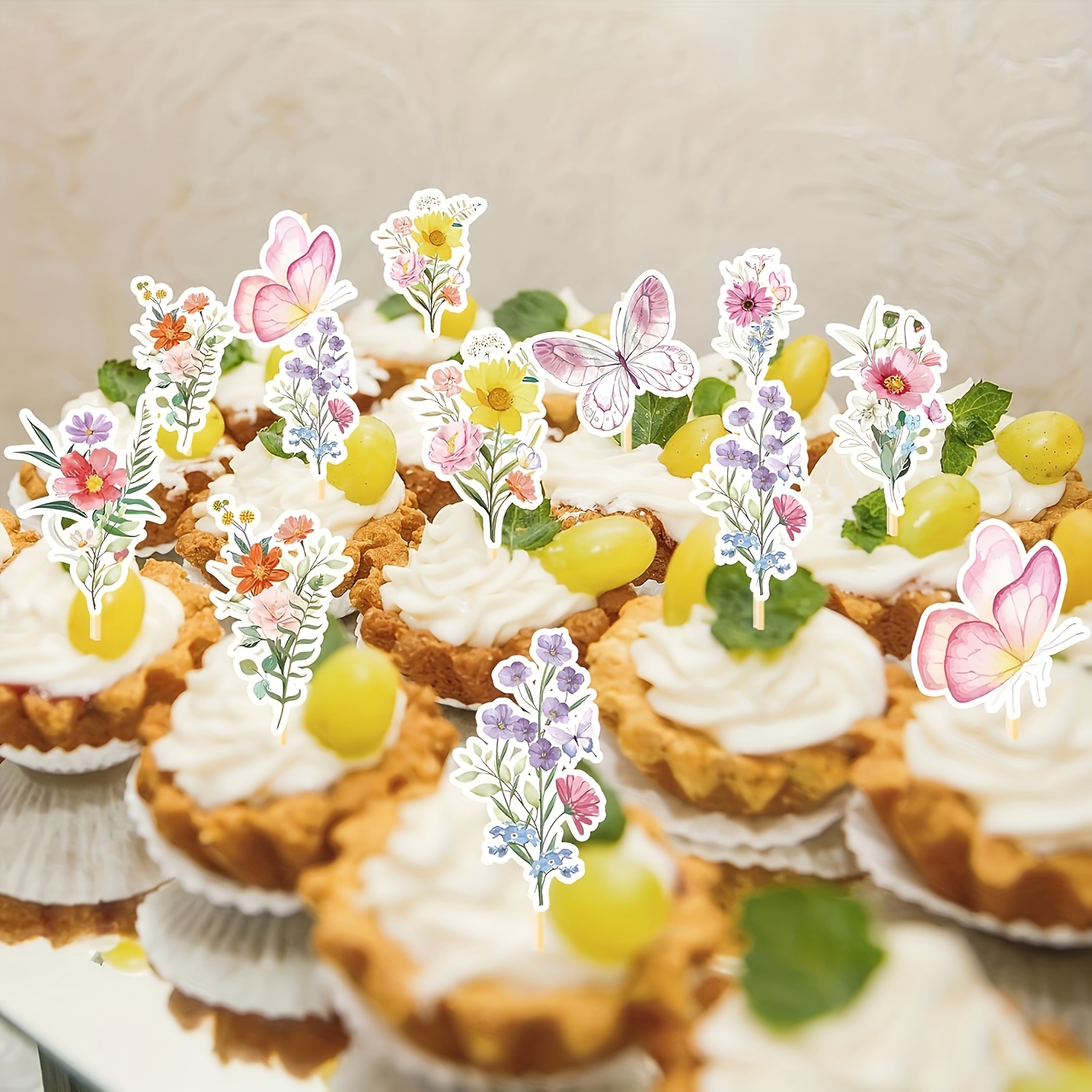 Image of 32pcs Cupcake Toppers Birthday Party Decorations With Butterfly Theme Cake Picks And Decoration For Baby Shower Party Supplies
