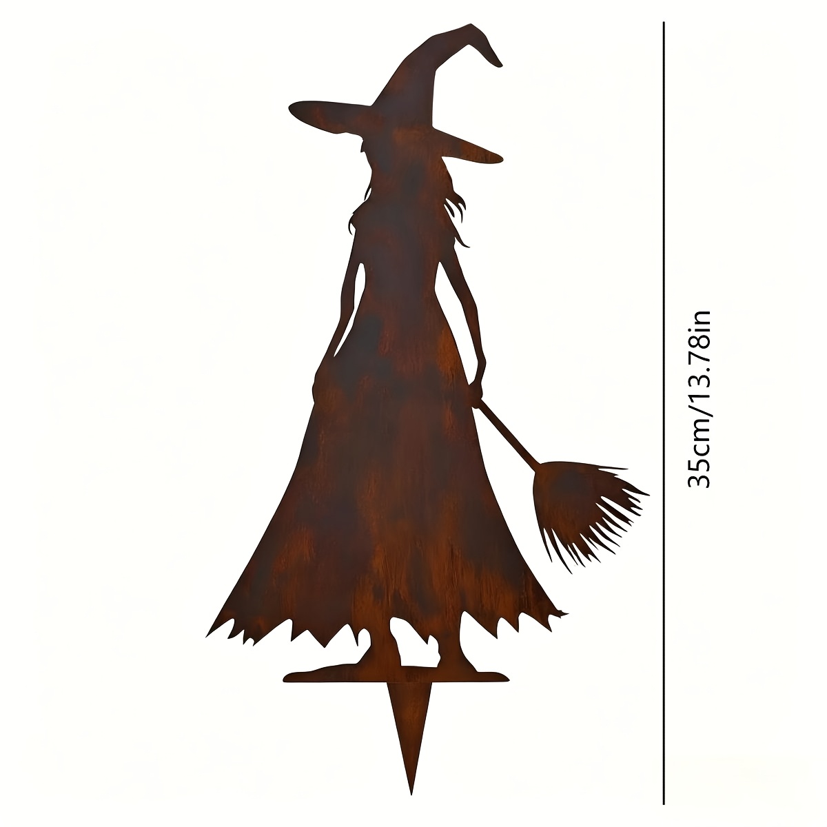 TEMU [2d Flat] Vintage Rust-colored Witch Figure , Halloween Outdoor Yard Lawn Holiday Party Decoration