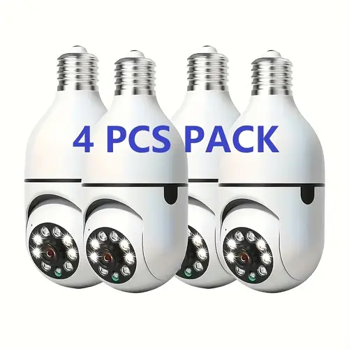 4pcs wifi light bulb security cameras 360 panoramic surveillance 1080p hd indoor outdoor use with motion detection alerts day night two way talk phone remote protect your home yard store surveillance