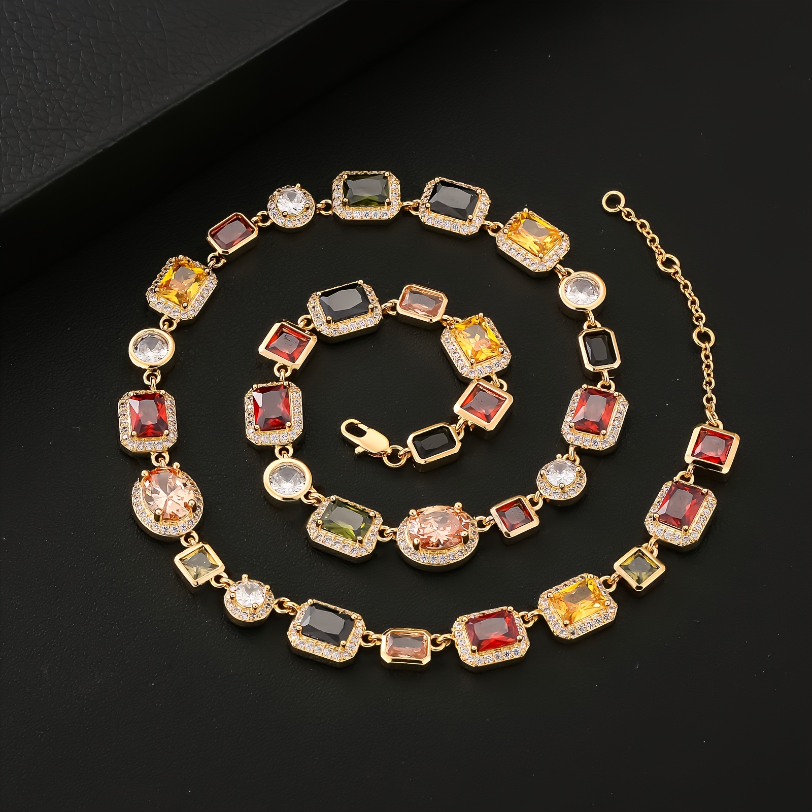 Image of 1pc 10mm Colourful Necklace Colorful Chain Necklace For Men And Women Hip Hop Western Style Valentine's Day Mother's Day Wedding Anniversary Birthday Gift Ramadan