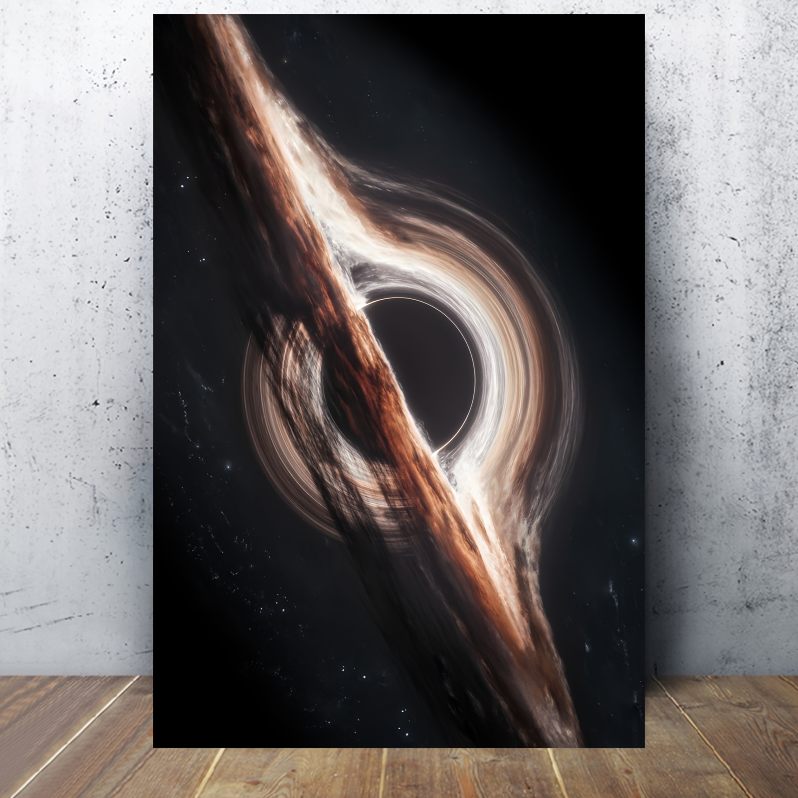 1 Stk Rahmenloses Schwarzes Loch Leinwanddruck - 30.48x45.72 cm Moderne Weltraum-Wanddekoration mit lebendigem kosmischem Design, Hochwertiges Leinwandposter für Wohnzimmer, Schlafzimmer, Büro, Badezimmer - Keine Batterien oder Laser benötigt, Raumdekor, Bürokunst