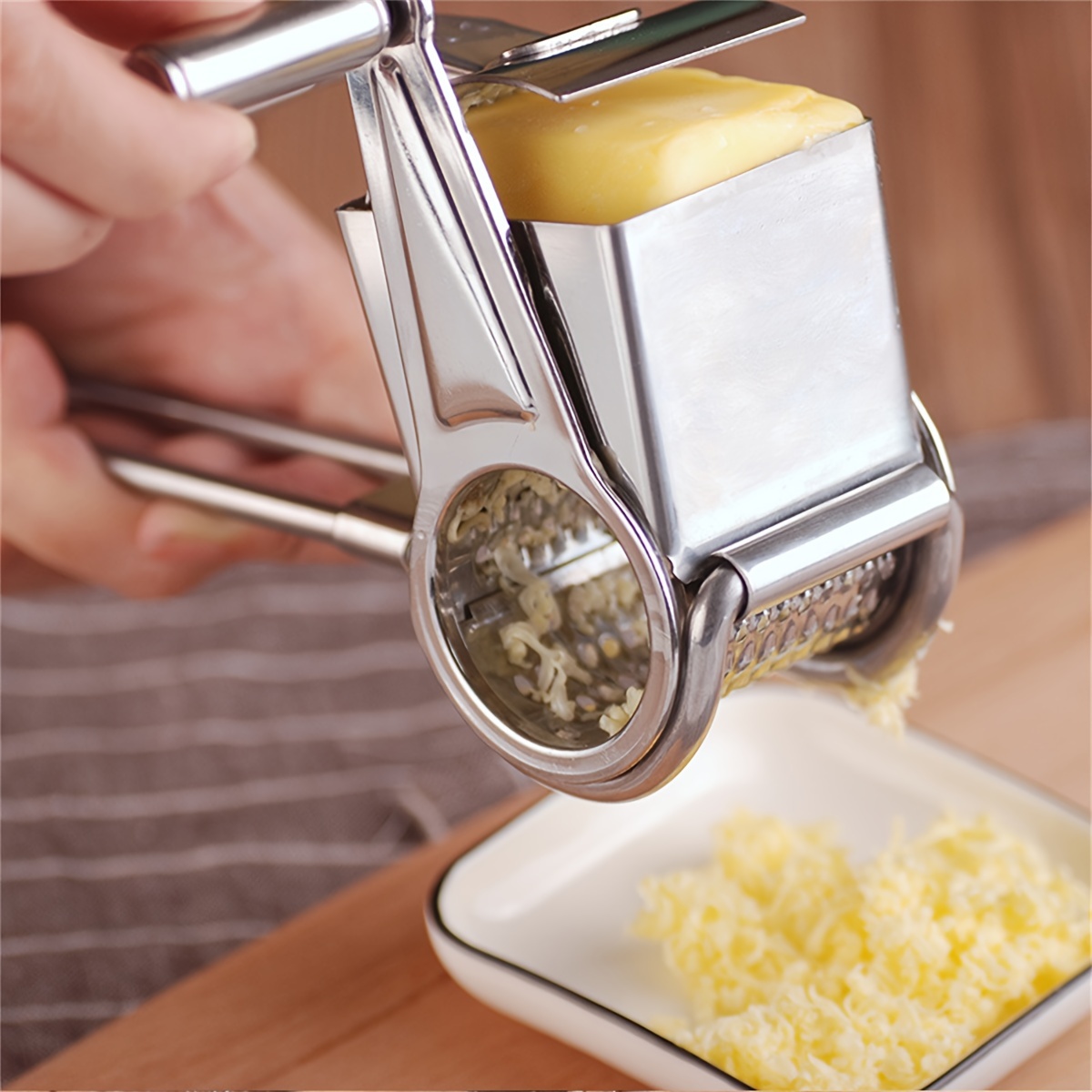 

1pc, Cheese Grater, Multifunctional Stainless Steel Cheese Grater, Manual Rotary Cheese Grinder, Household Creative Cheese Grater, Food Grater, Kitchen Stuff, Kitchen Gadgets