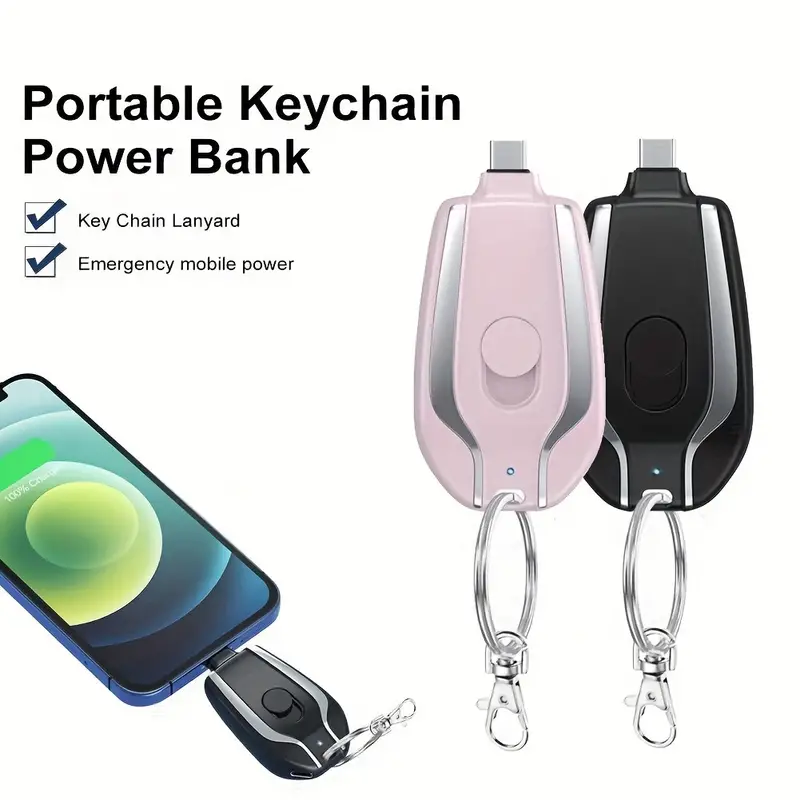 1500mah Portable Mini Keychain Power Bank Iphonecarry - Temu