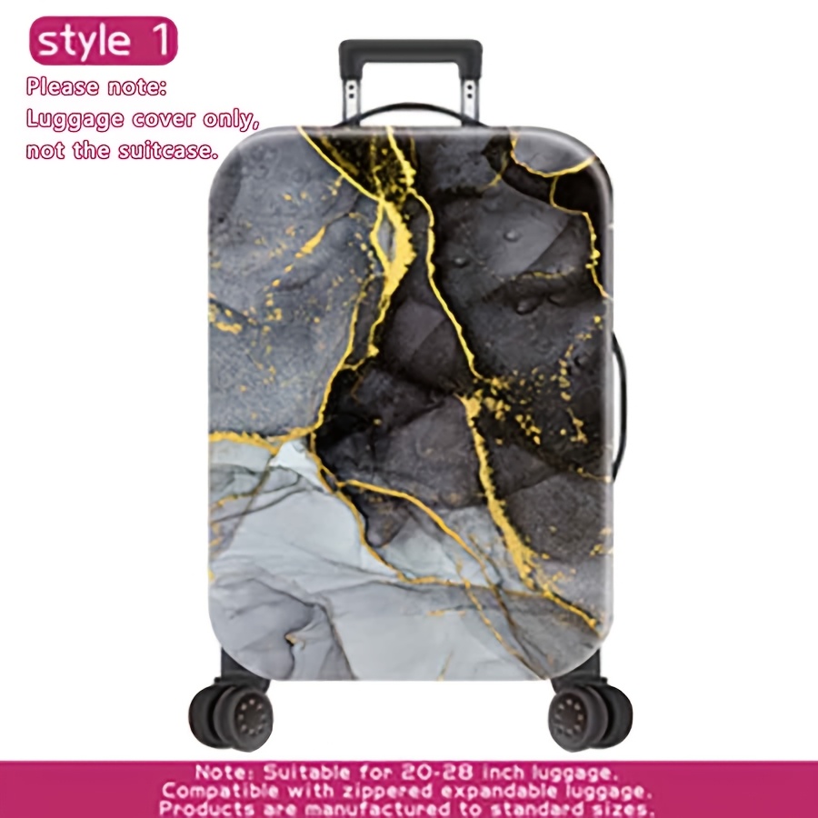 TEMU 1pc / Marble Style / Flat Print Design / Luggage Cover (luggage Cover Only, Luggage Not Included) / Suitable For 20 To 28 Inch Luggage / Made