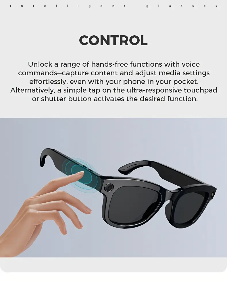 2025 new ai smart glasses with hd camera photo taking translation multi language translation wireless answer phone music player weather viewing video recording surveillance and more multifunctional smart glasses surround earphones touch button activated anti blue light function suitable for cycling motorcycle driving record outdoor fishing long Product details 5