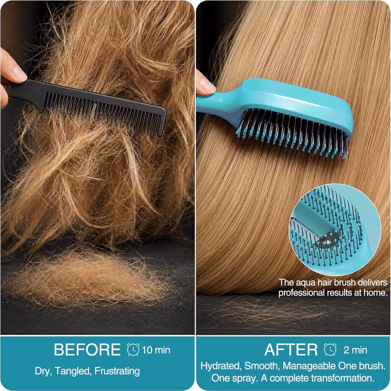 2 in 1 misting hair brush with built in water spray detangling wet dry nylon hairbrush for curly thick hair wet or dry styling travel friendly Product details 3