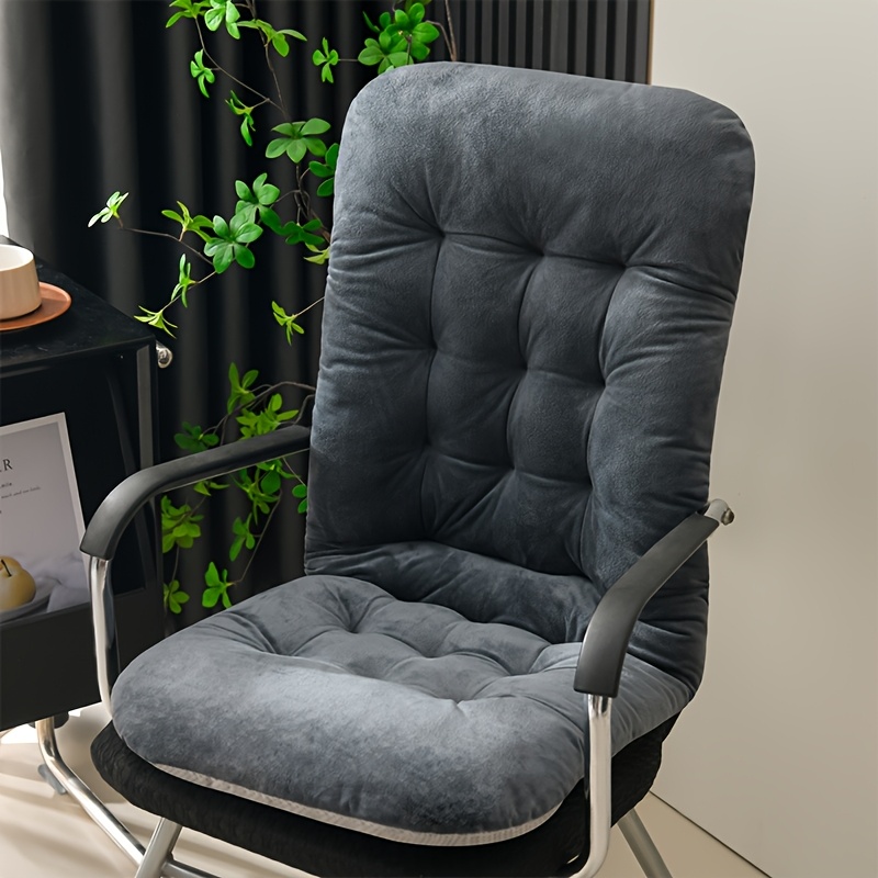 1pc Plush Bench Cushion Office Chair Pad Pillow 1pc Thickened Winter Pad Recliner Rocking Chair Mat Deep Gray White Pink