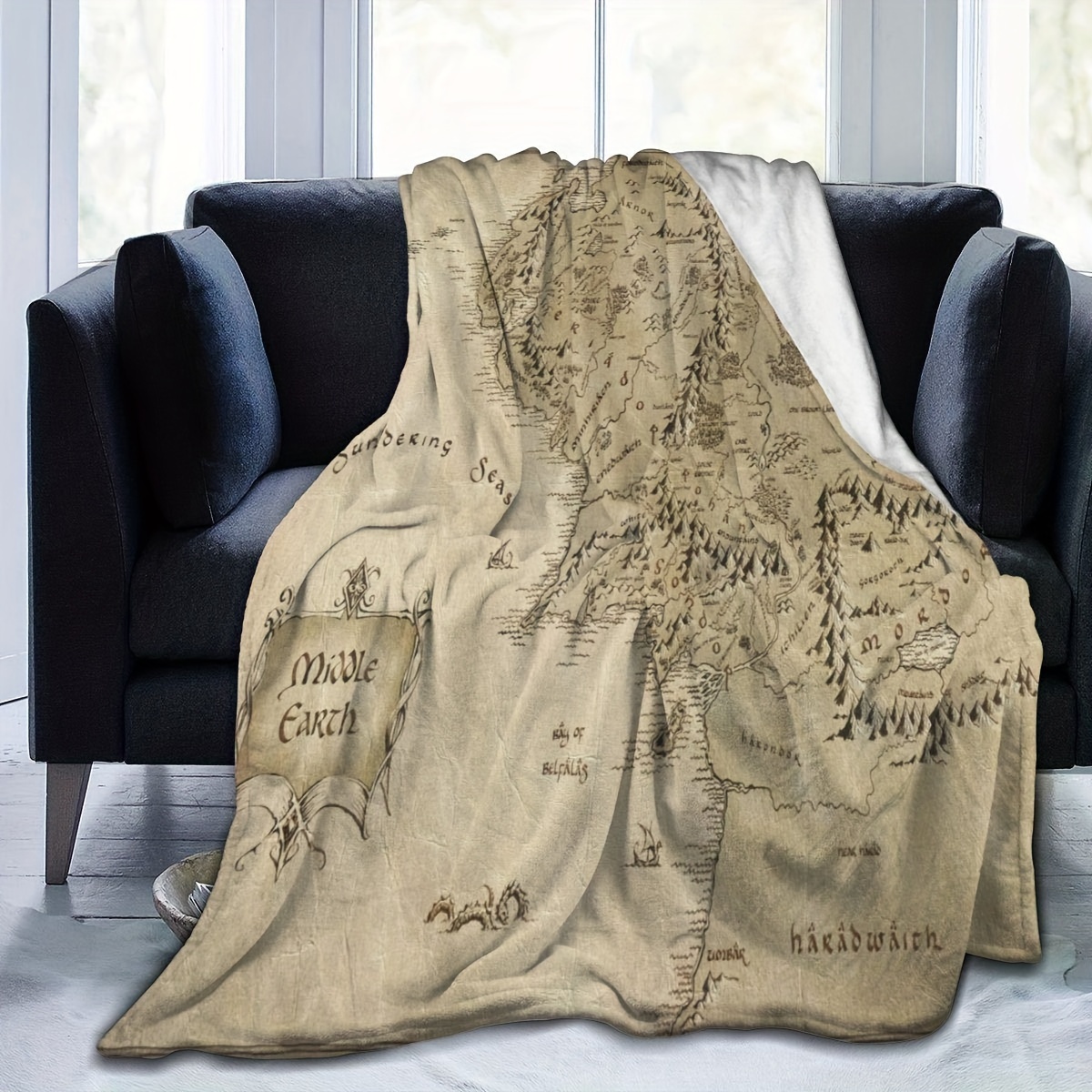 

1pc Creative Blanket Middle Earth Map Throw Blanket Ultra Soft Blanket Lightweight Bed Blanket Quilt Durable Home Decor Blanket