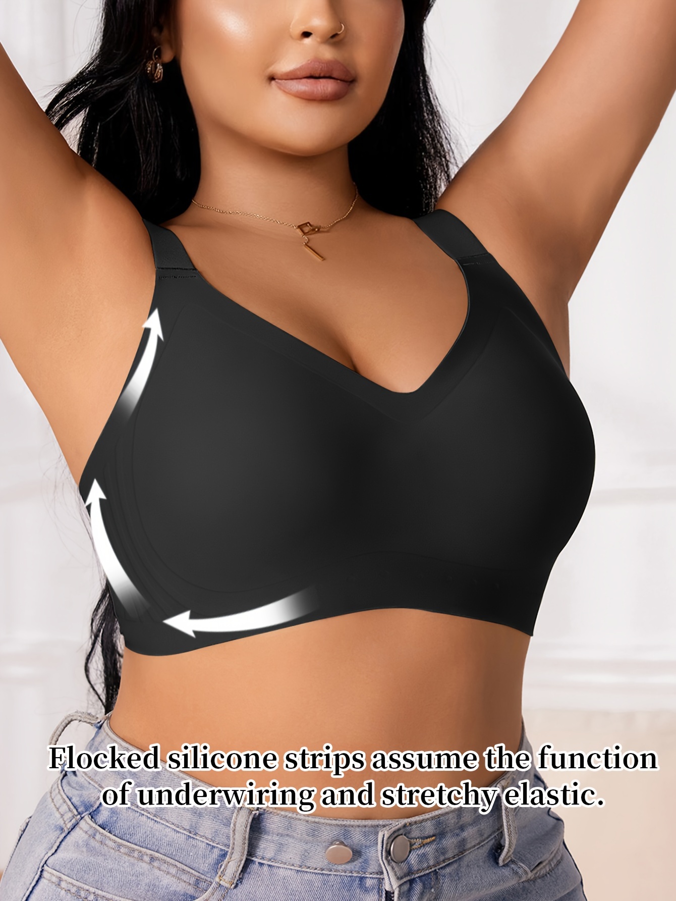 Plus Size Seamless Backless Bra - No Underwire & Ultra Soft Comfort, High Elasticity Removable Pads, Minimalist Design for Everyday Casual & Formal Wear, Strapless Bra, Formal Attire Support, Backless Lingerie, Smooth Texture Fabric, Comfortable Support, Sleek Silhouette, Lightweight Construction, Women's Undergarments