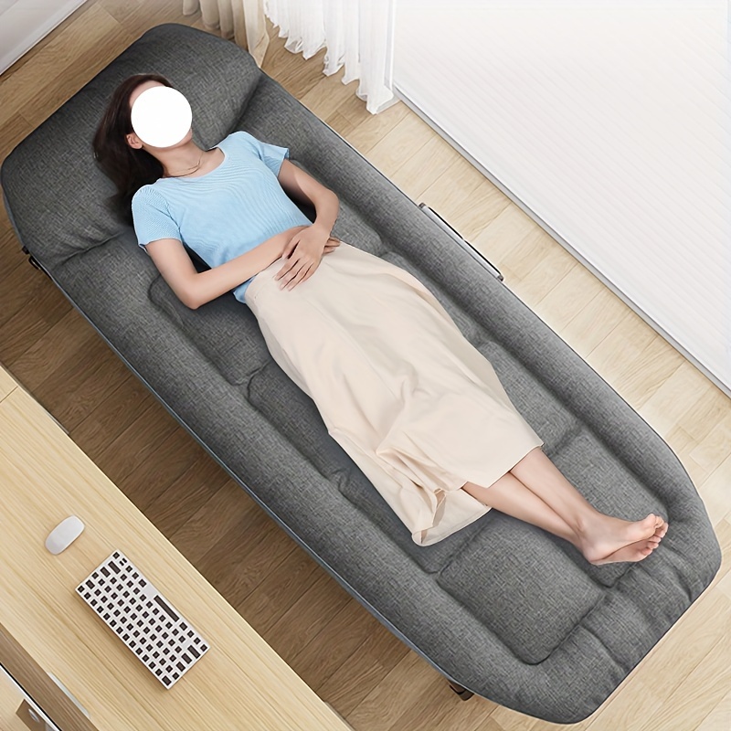 lunch break folding bed outdoor camping portable folding bed reinforcement extra thick single bed simple portable office napping march bed multi functional lying chair details 1