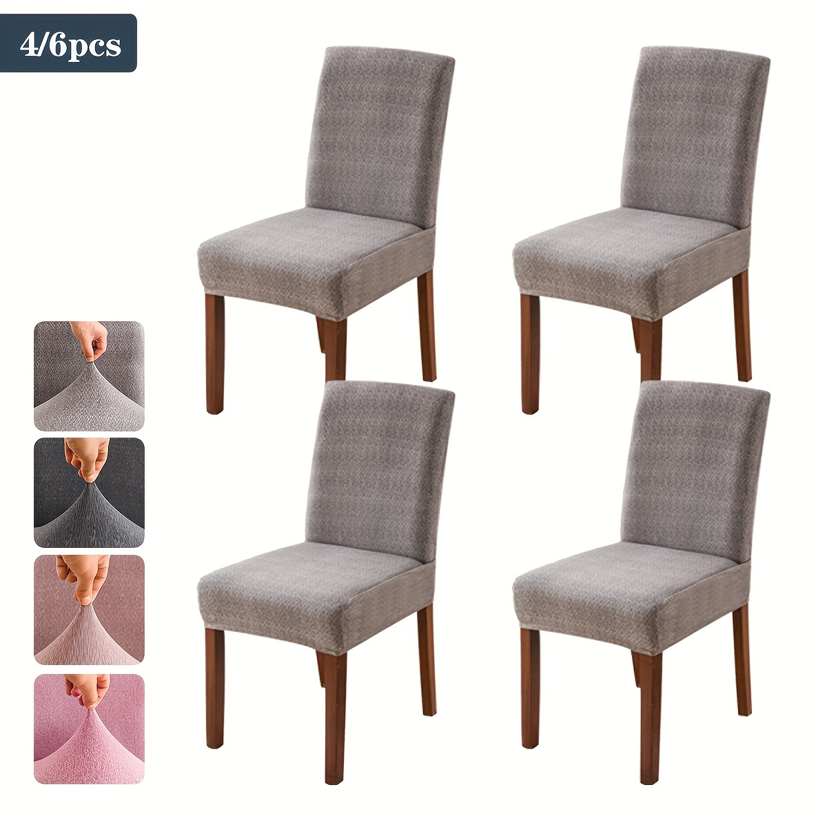 4/6pcs Stretch Jacquard Chair Cover Removable Washable Bohemian Style  Stretch Chair Slipcover Polyester Spandex Stretch Material Chair Protector  Cover