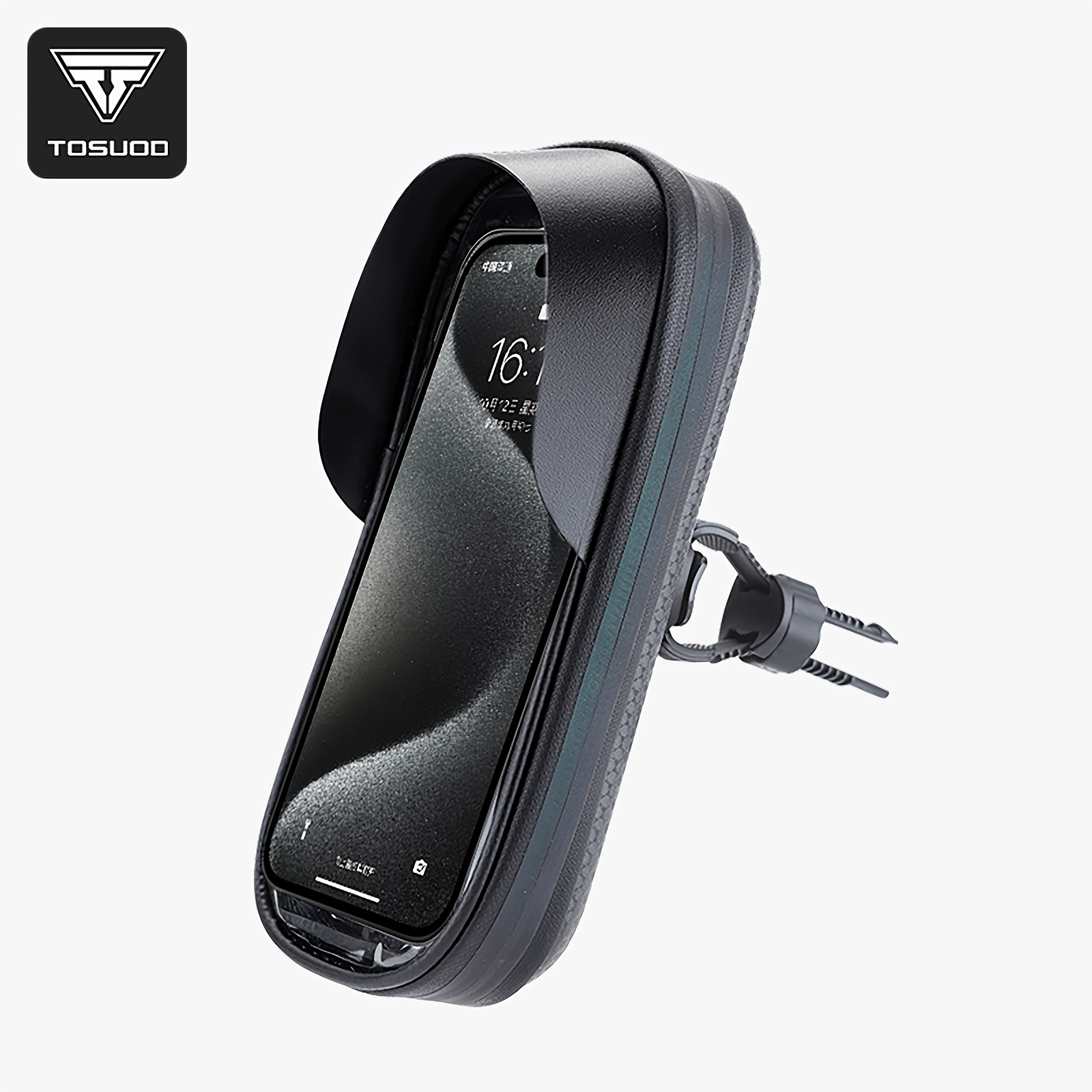 TEMU TOSUOD Support Téléphone 2-en-1 Rotatif à 360° avec Sac de Cadre et Portefeuille, Écran Tactile pour VTT et Vélo de Route, Compatible avec