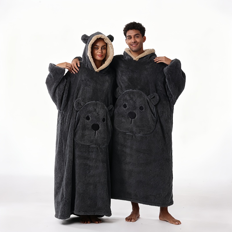 TEMU 1pc - 13 Colors - Length 134cm - Extra Large, Extra Thick, And Fleece-lined Wearable Blanket - - Hoodie - Machine Washable - Couple Style -
