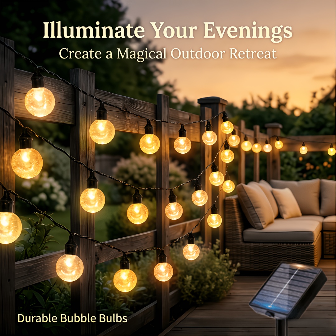 TEMU Luces de cadena reforzadas nuevas y mejoradas con energía solar, luces de cadena para exterior IP65, luces de patio, decoración de jardín, luces