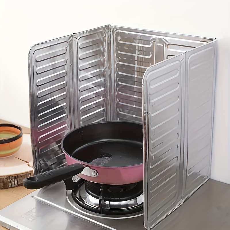 TEMU Heat- Gas Stove Splash Guard - Oil-proof Protector With Heat Insulation, Durable Kitchen Baffle For Cooking