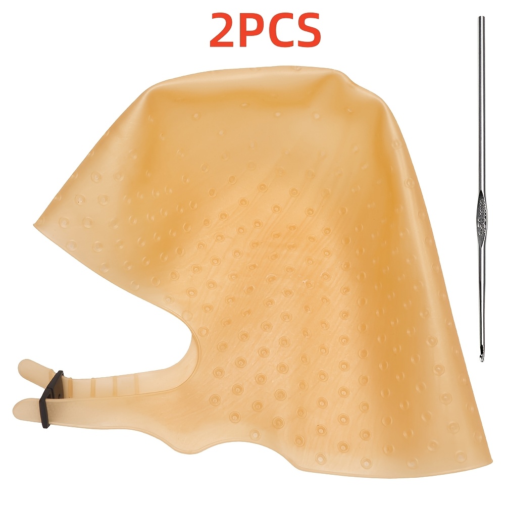 Image of 2pcs/4pcs Professional Salon Hairdressing Cap Reusable Highlighting Dyeing Cap With Hook Needle, Silicone Spot Dye Cap, Silicone Hair Dye Cap, Household Diy Spot Dye Hair Cap