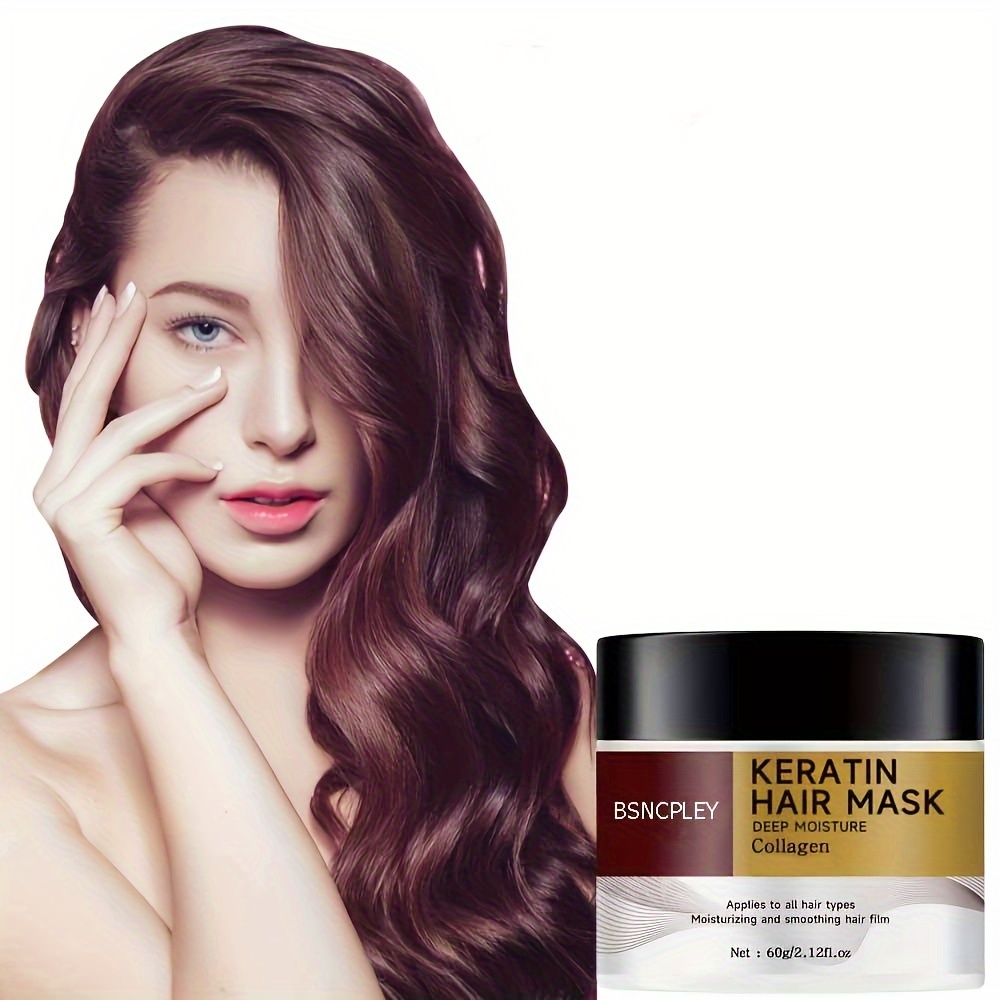 

60g Keratin Hair Mask, Deep Moisture Collagen Infused Hair Mask For All Hair Types, Creamy Texture For Soft And Delicate Strands, At-home Spa Hair Care