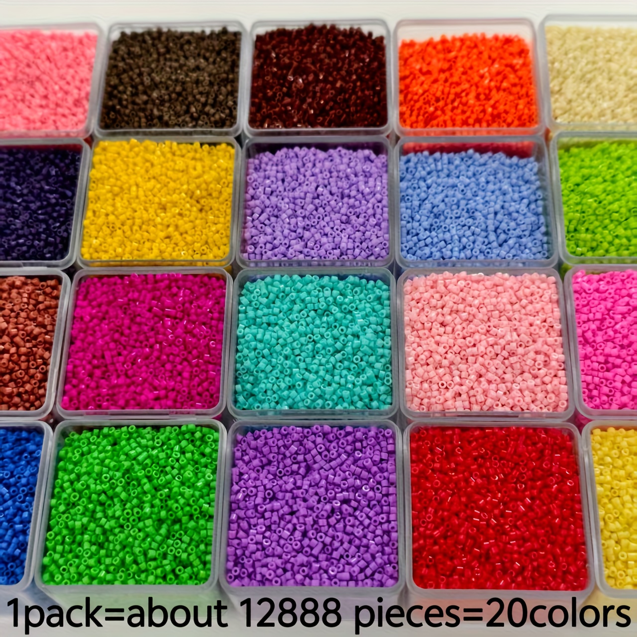TEMU 12888pcs Of 1.6mm Mini Solid-color Seed Beads, 20 Colors Of High-quality Czech Glass Seed Beads, Spacer Beads For Diy Necklace, Earring, And