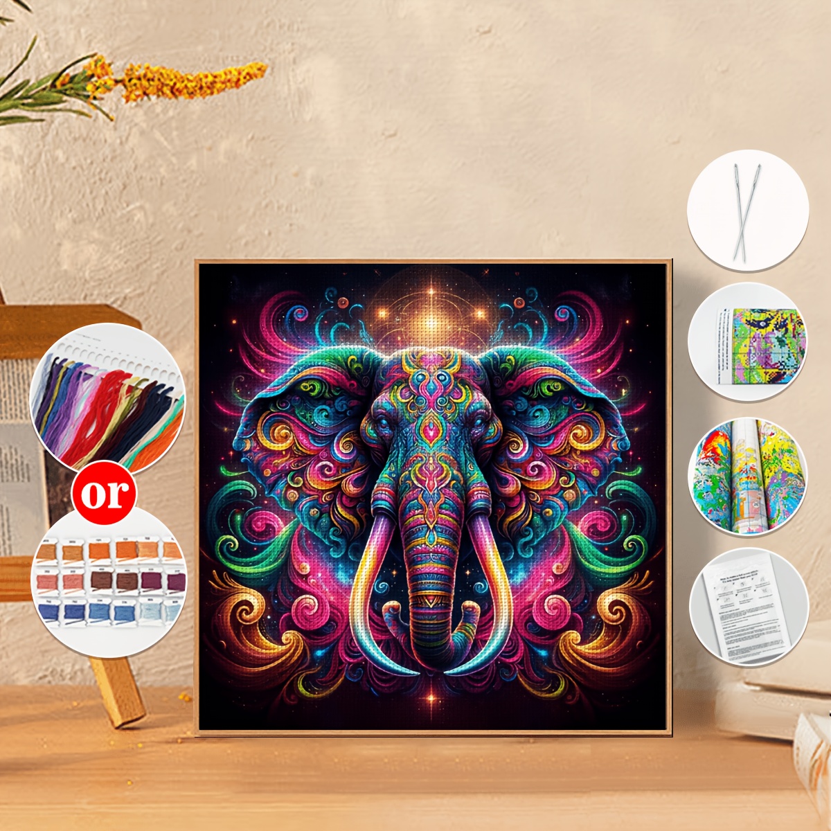 11CT/14CT Stamped Cross Stitch Kit, Elephant Design