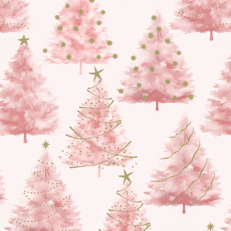 TEMU 1 Rouleau de Élégant Rose Arbre de Noël en 43X300Cm (17X118Pouces), Papier Épais Aquarelle Pastel pour Fêtes d'Hiver, Nouvel An, Saint-Valentin,