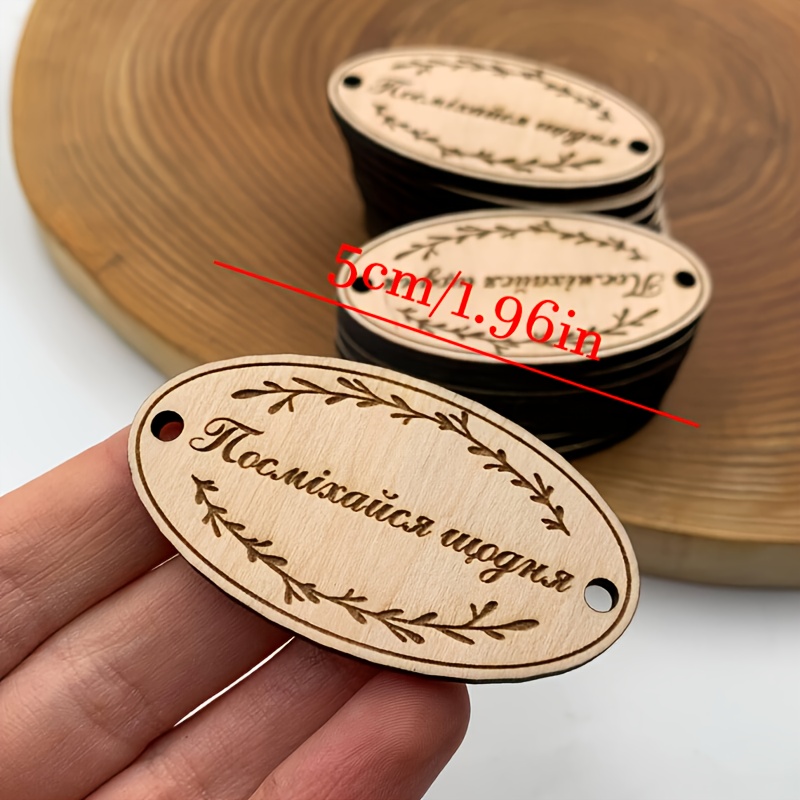 TEMU Etichette personalizzate in legno con logo - Etichette aziendali personalizzate con testo inciso al laser, etichette regalo fatte a adatte per