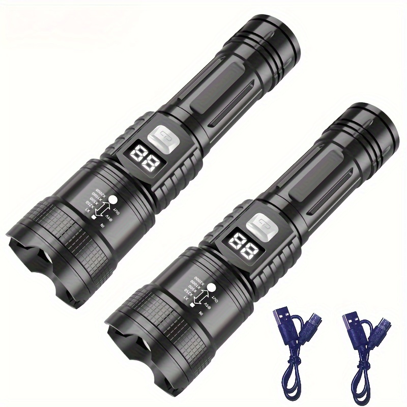 TEMU 2/1pc Usb Rechargeable Camping Lamp Flashlight Abs Flashlight Battery Operated Powerful Flashlight Rechargeable High Usb Rechargeable Camping